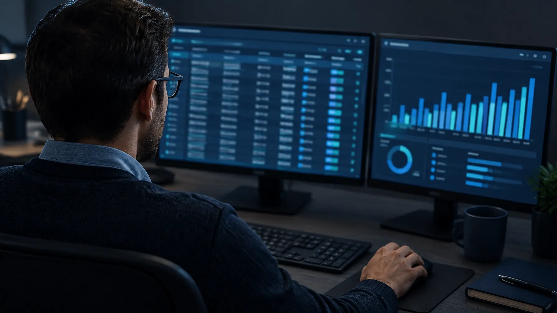 Analyst reviewing software estate data