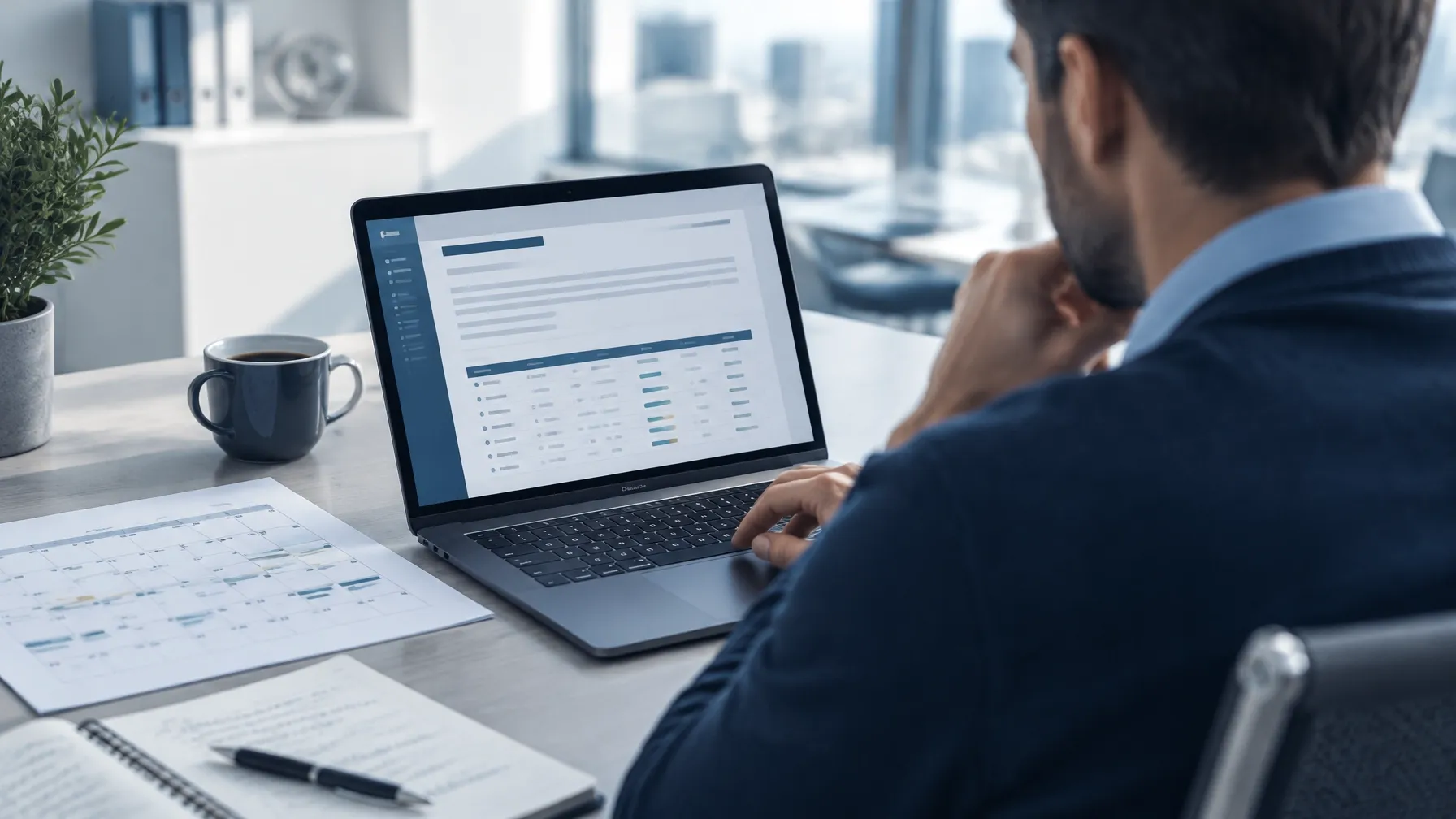 Adviser reviewing licensing documents