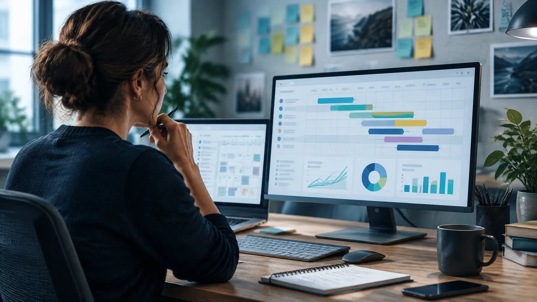 Marketer reviewing lead generation data